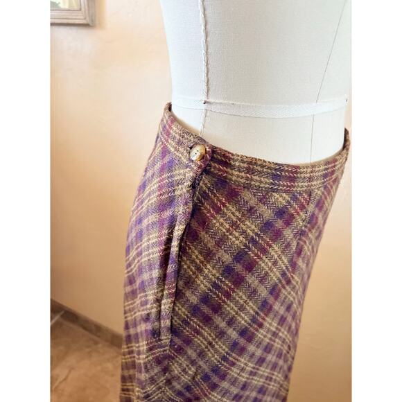 Vintage 90s Easy Pieces Plaid Wool Blend Maxi Skirt Size S/M High Waist - Picture 5 of 8